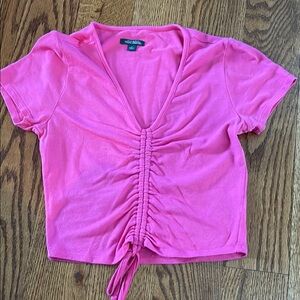 Wild Fable Pink Tie Front Crop Blouse